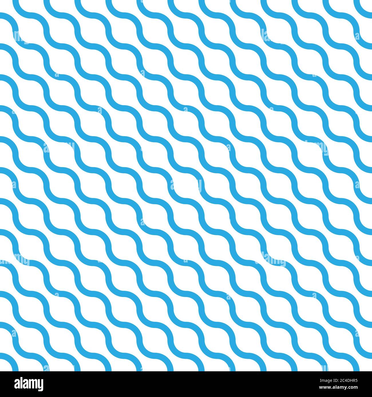 Abstraktes Nahtloses Muster mit blauen Wellen in diagonaler Anordnung auf weißem Hintergrund. Einfache flache geometrische Vektorgrafik. Stock Vektor