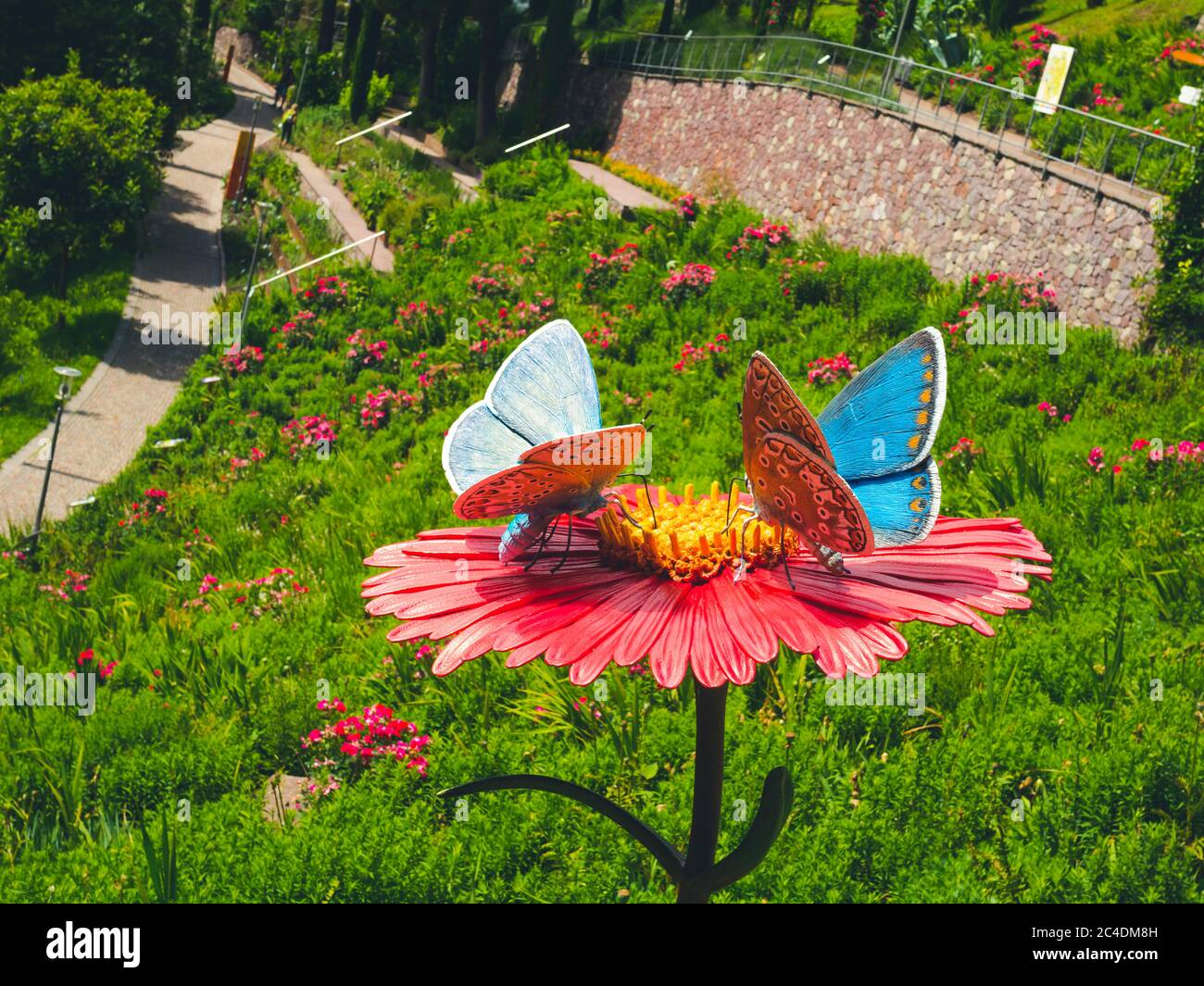 Der majestätische Botanische Garten von Schloss Trauttmansdorff bei Meran in Südtirol, Norditalien Stockfoto