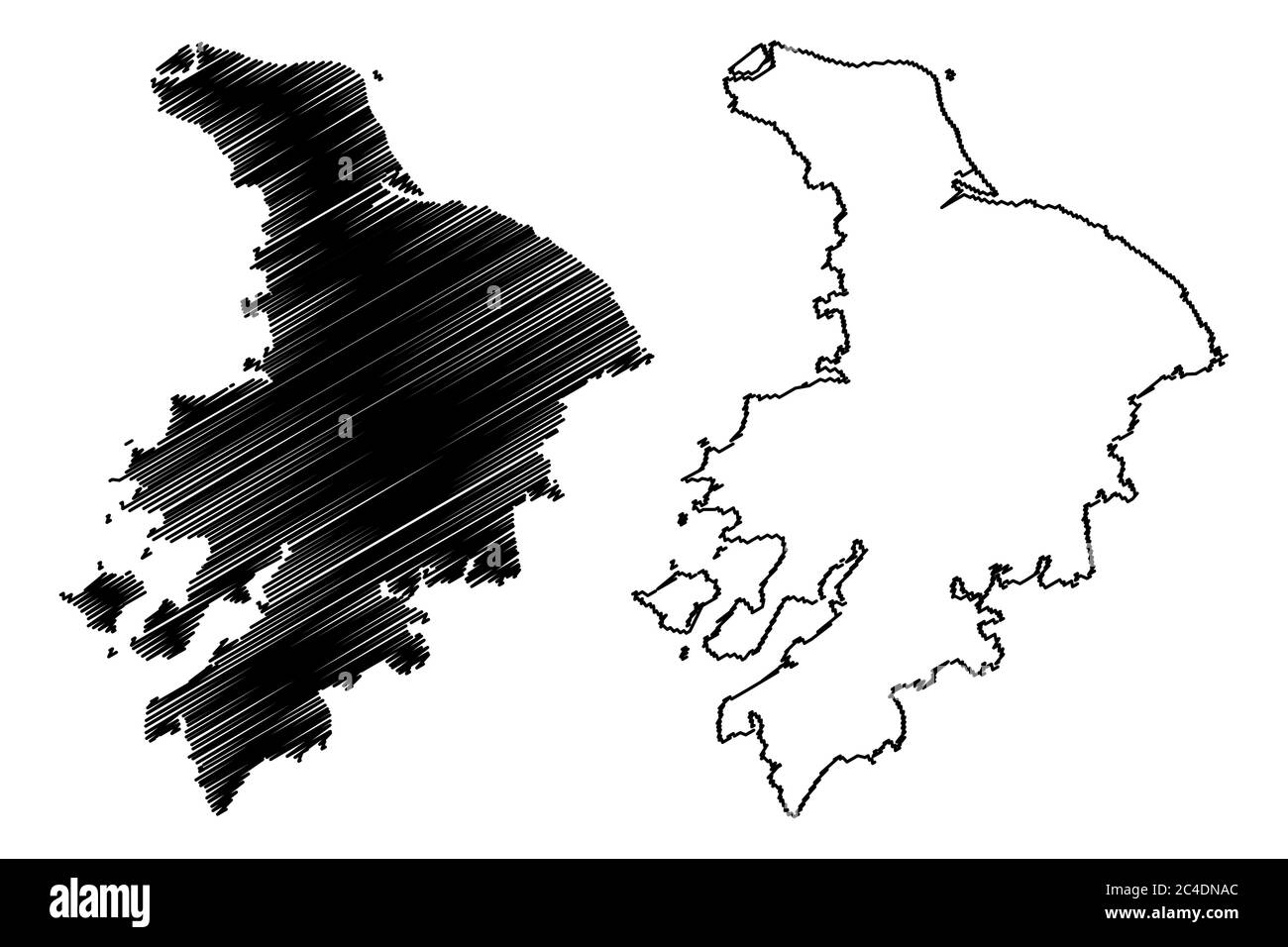 Suzhou Stadt (Volksrepublik China, Provinz Jiangsu) Karte Vektorgrafik, Skizze Scribble Stadt Soochow oder Sou-tseuo Karte Stock Vektor