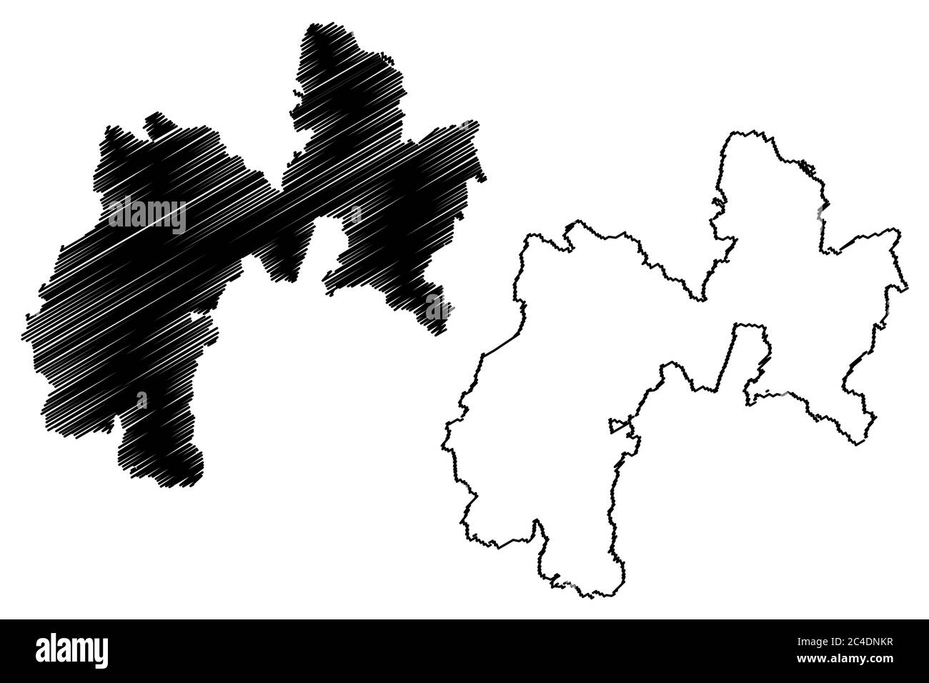 Changzhou Stadt (Volksrepublik China, Provinz Jiangsu) Karte Vektorgrafik, Skizze der Stadt Changchow Karte Stock Vektor
