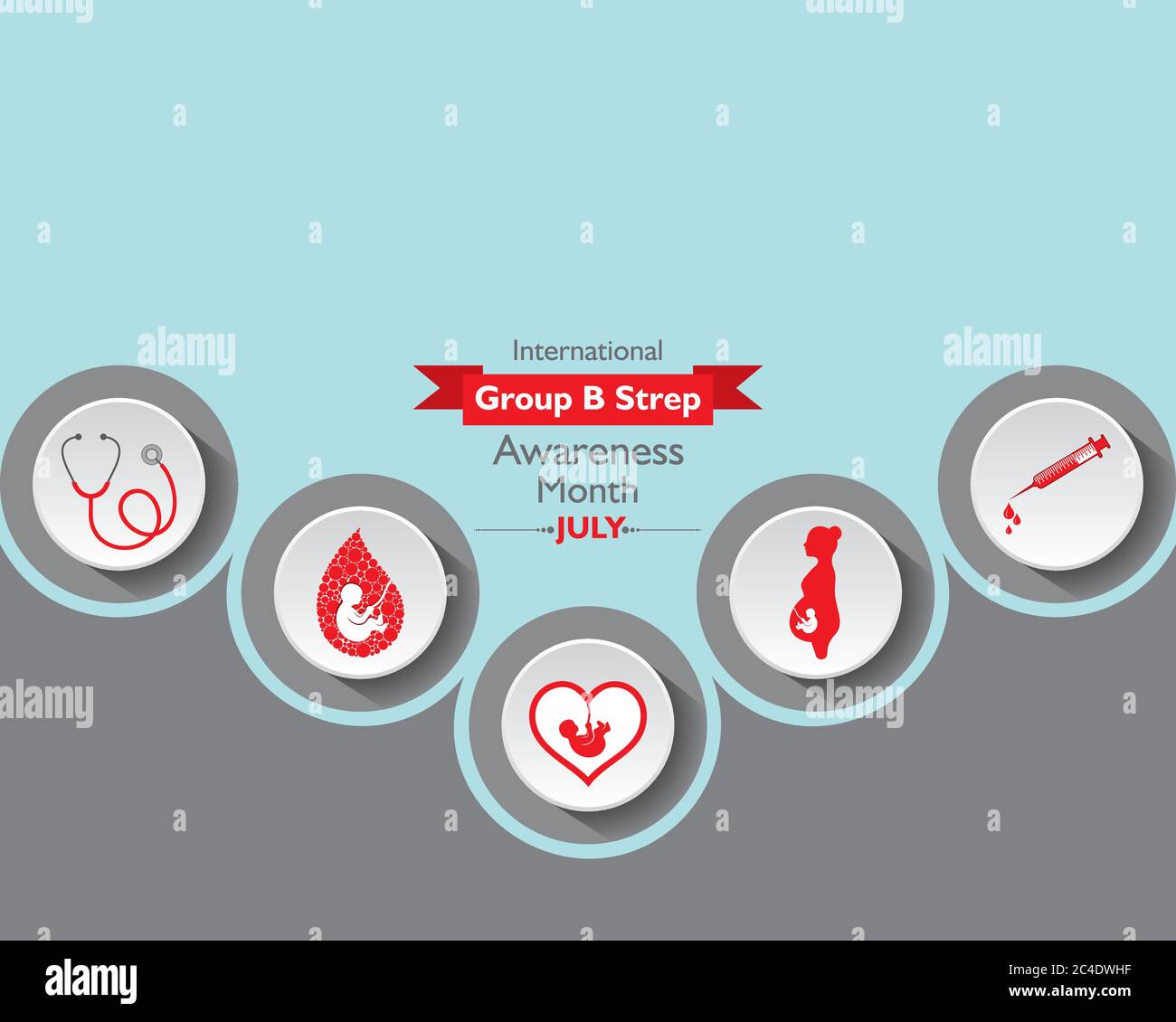 Vektor-Illustration für den im JULI beobachteten Monat für das Bewusstsein der internationalen Gruppe B Streptokokken Stock Vektor