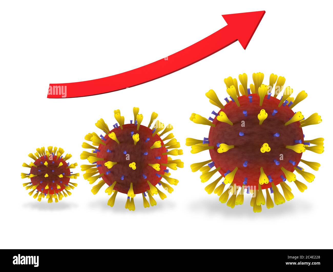 3D-Renderbild des Coronavirus covid-19-Infektionswachstums Stockfoto