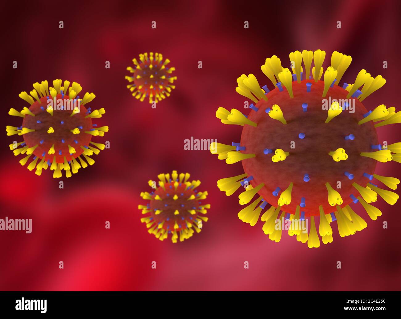 Coronavirus 3D-Renderbild - covid 19 Stockfoto