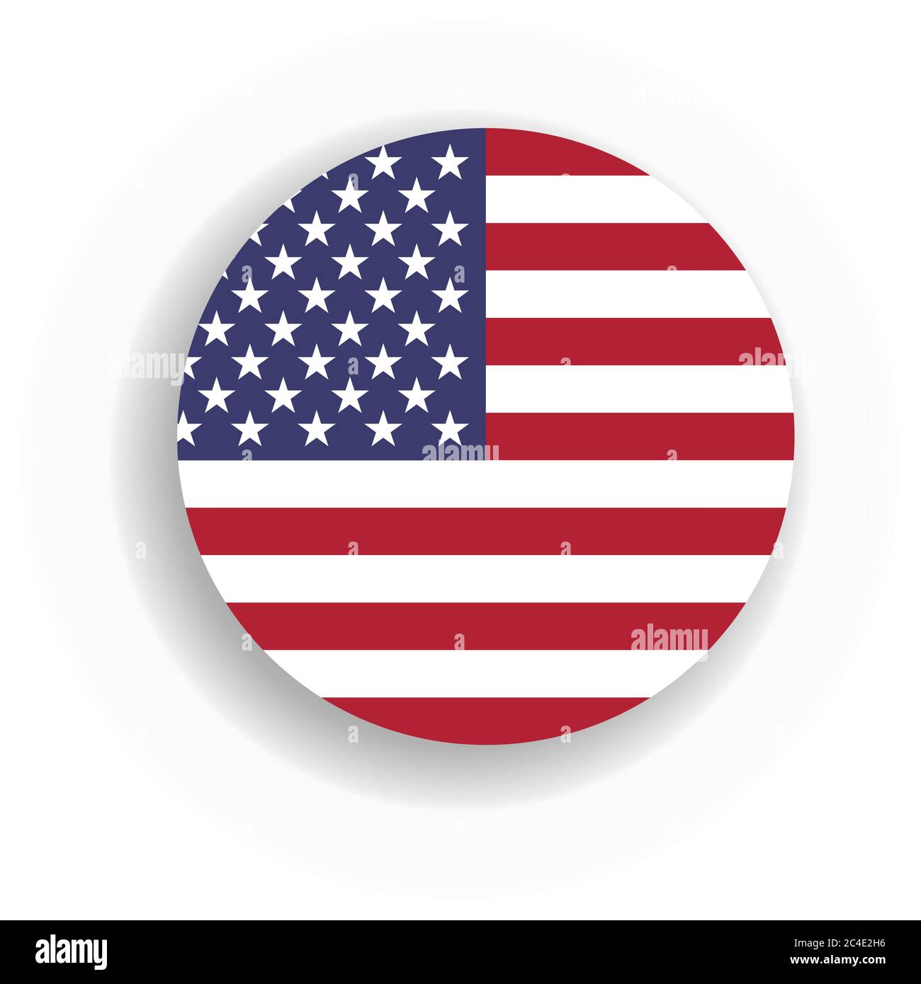 USA Flagge int er Kreis mit fallengelassenen Schatten. Vereinigte Staaten von Amerika. EPS10 Vektorgrafik. Stock Vektor