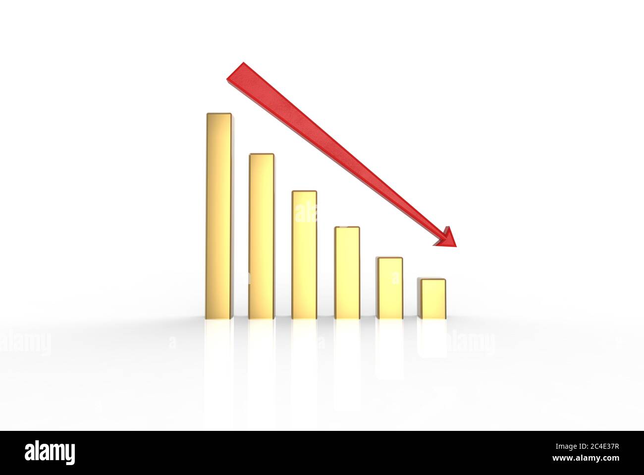 3D-Rendering von Business Graph, der von vorne nach unten zeigt Stockfoto