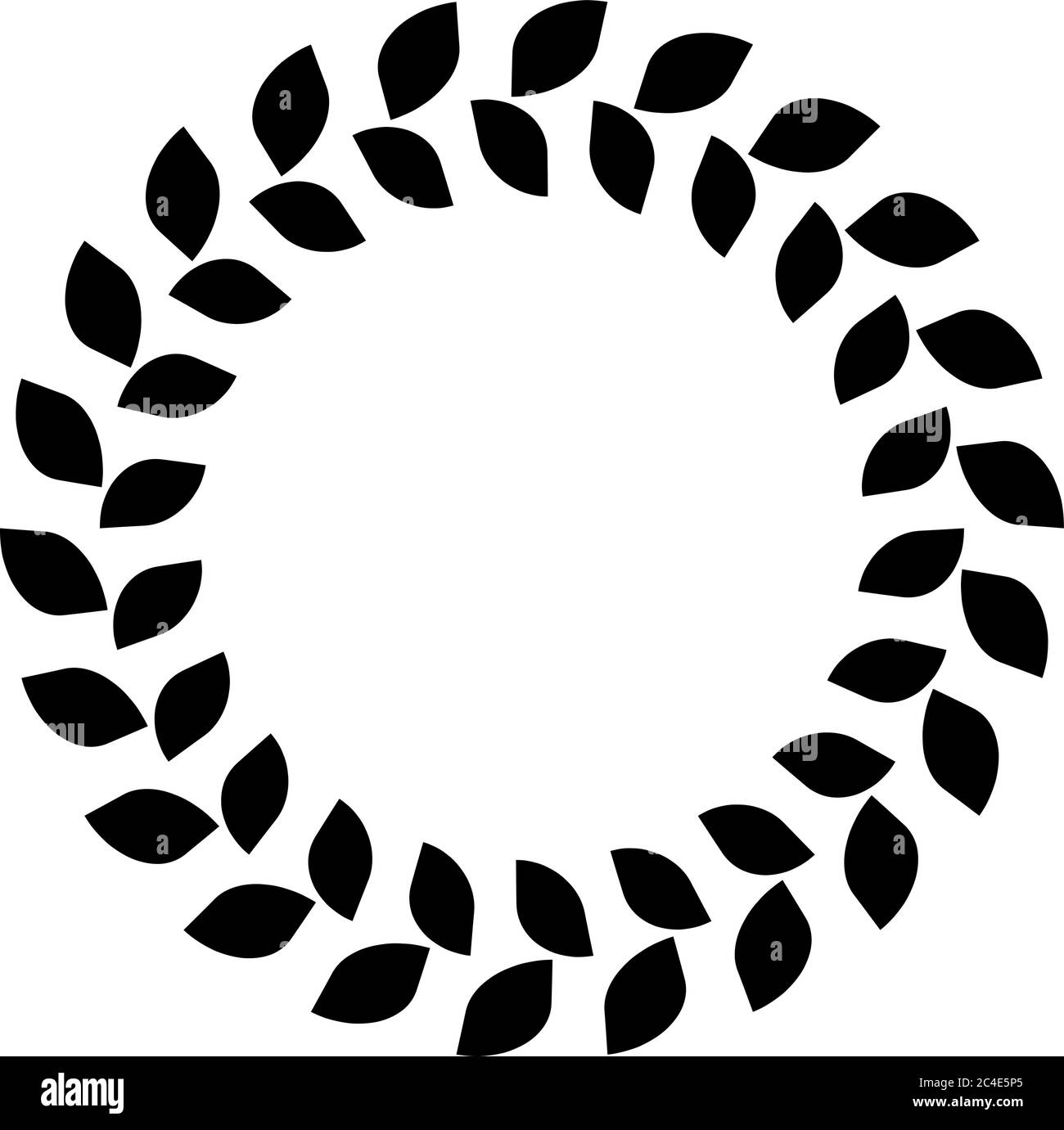 Kranz Ring aus schwarzen Blättern. Einfache flache Vektorgrafik. Stock Vektor