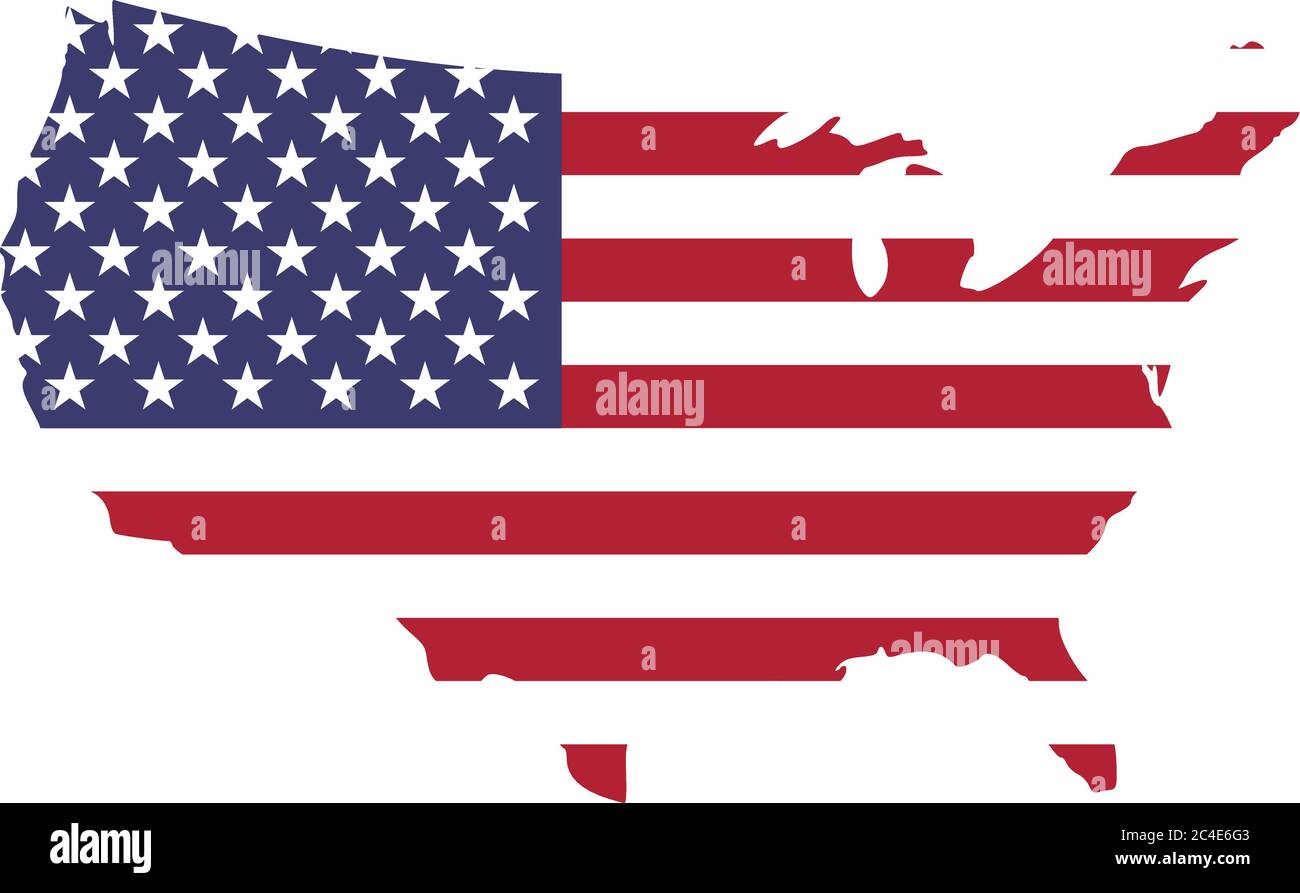 USA Flagge in Form einer US-Kartensilhouette. Symbol Vereinigte Staaten von Amerika. EPS10 Vektorgrafik. Stock Vektor