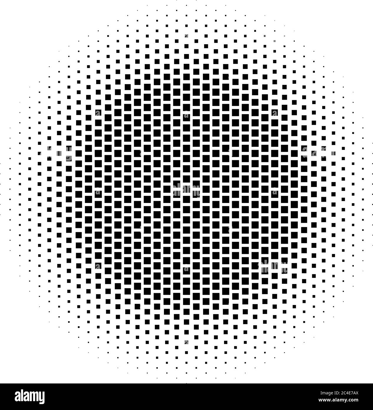 Abstrakter Halbtongradient Hintergrund Kreis von Quadraten in hexagoal Anordnung. Einfaches, stilvolles modernes Design-Vektor-Element in Schwarz und Weiß. Stock Vektor