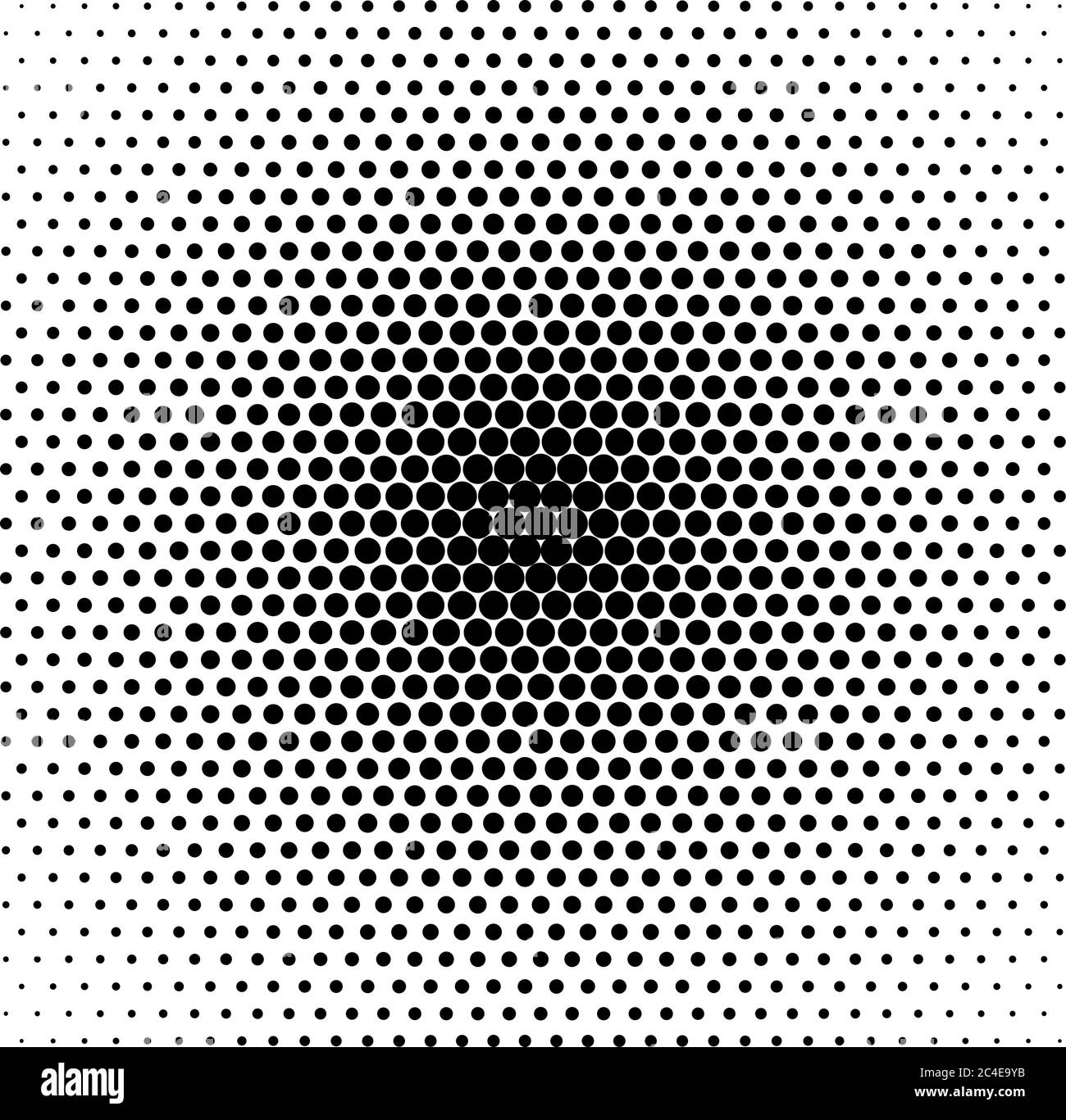 Abstrakter Halbtonverlauf Hintergrund Kreis von Punkten in dreieckiger Anordnung. Einfaches, stilvolles modernes Design-Vektor-Element in Schwarz und Weiß. Stock Vektor