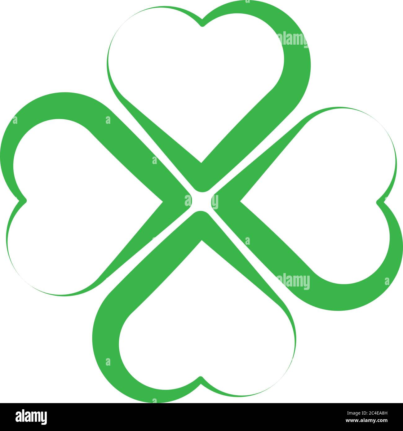 Shamrock Silhouette - grün umreißt vier Blatt Klee Symbol. Viel Glück Thema Design-Element. Einfache geometrische Form Vektordarstellung. Stock Vektor