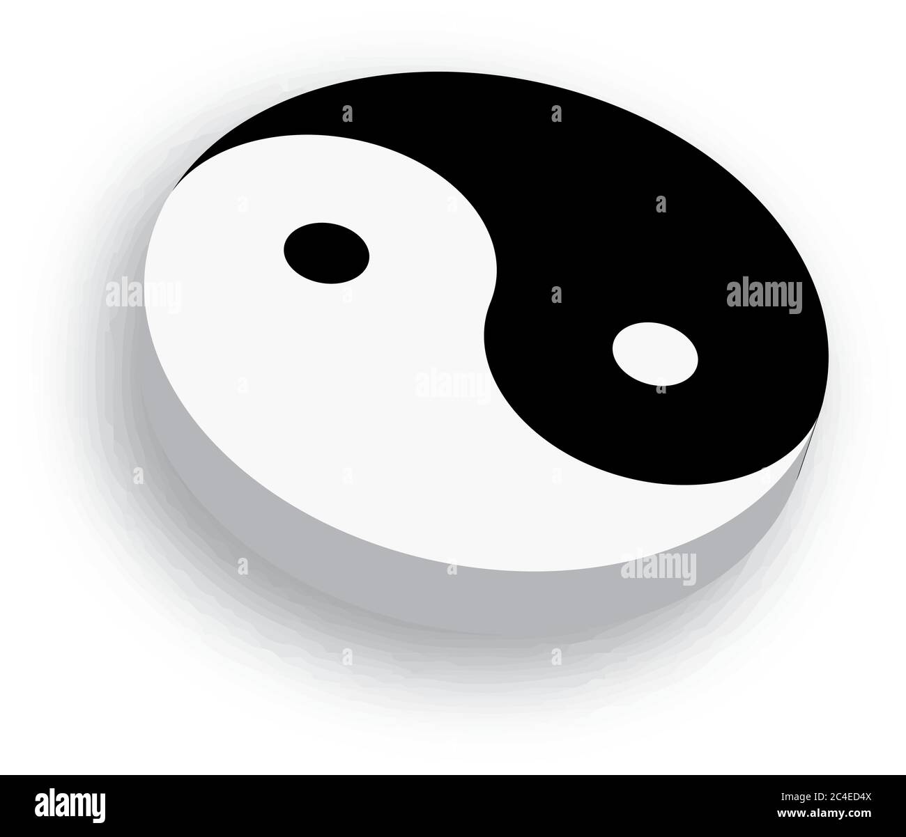 Yin Yang Symbol Symbol Ikone der chinesischen Phylosophie beschreibt, wie entgegengesetzte und gegensätzliche Kräfte können komplementär, miteinander verbunden und voneinander abhängig in der natürlichen Welt. Schwarz-Weiß-Illustration mit Schatten. Stock Vektor