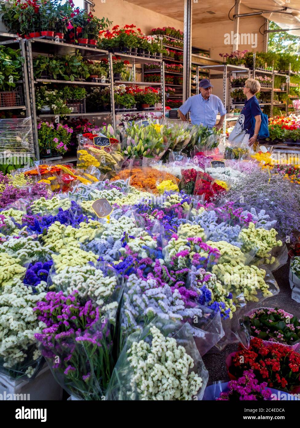 La Lizza Street Markt findet jeden Mittwoch Morgen in Siena. Italien. Stockfoto