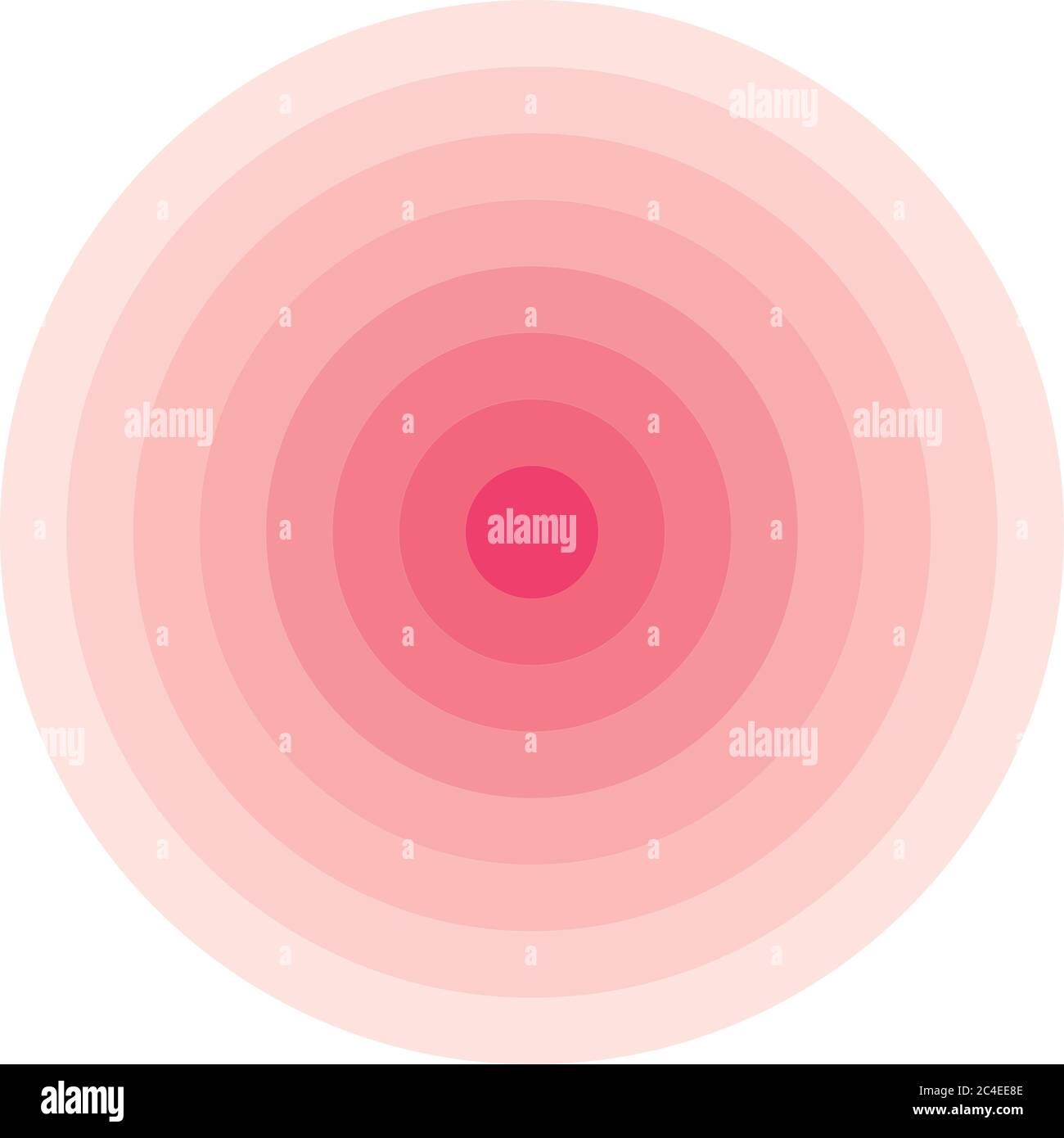 Rote konzentrische Ringe. Epizentrum-Design. Einfache flache Vektordarstellung. Stock Vektor