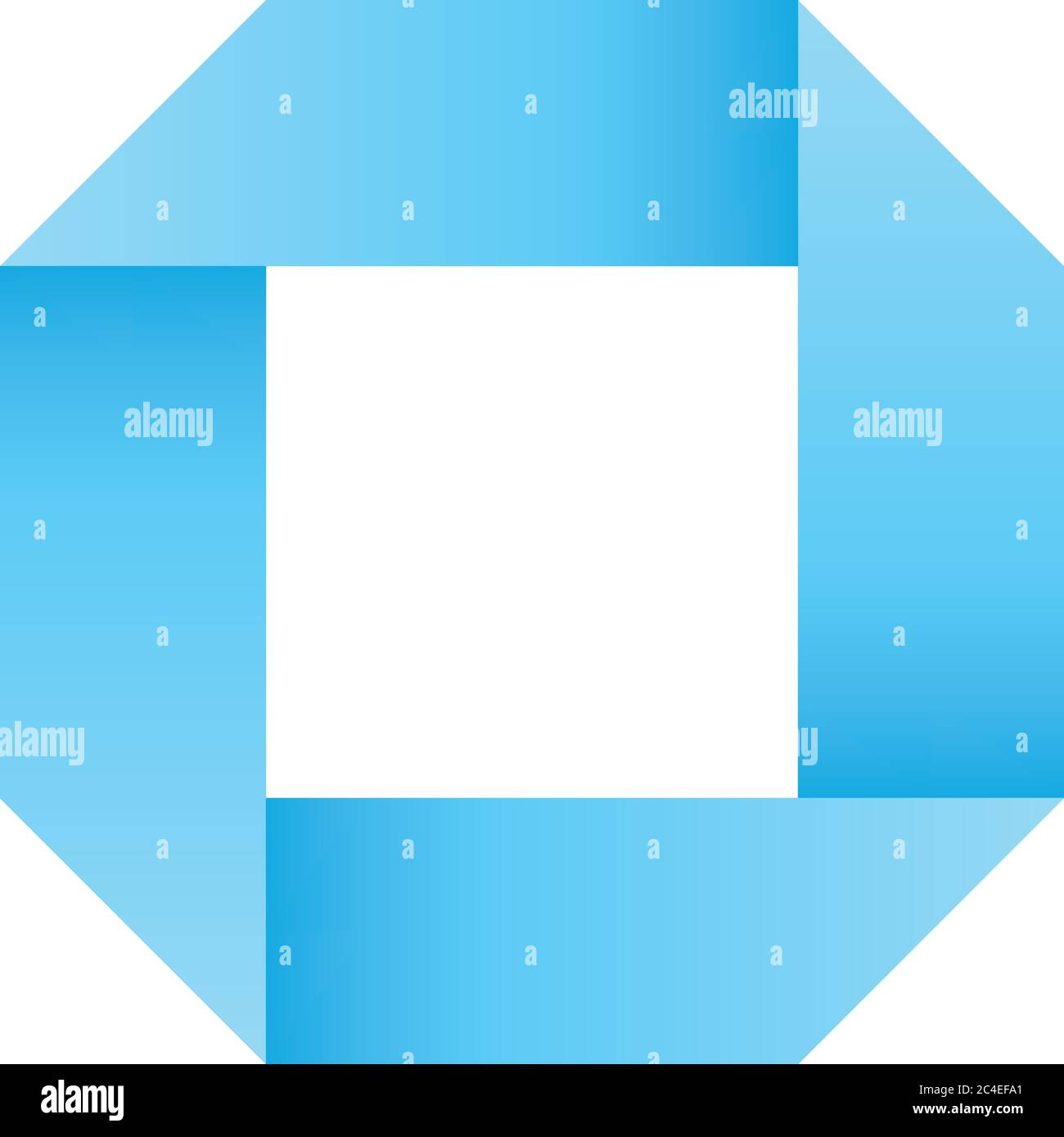 Blaue unendliche Schleife Band in einer Form von Quadrat gefaltet. 3D-ähnliches Vektorsymbol. Modernes Ikonendesign. Stock Vektor