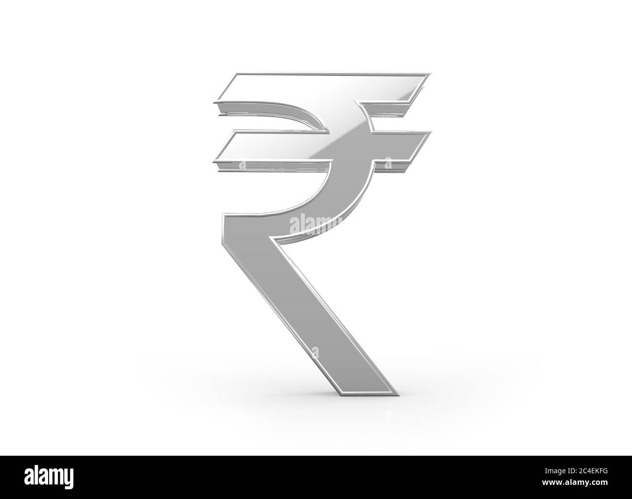 3D-Illustration des Rupie-Symbols in silberner Farbe Stockfoto
