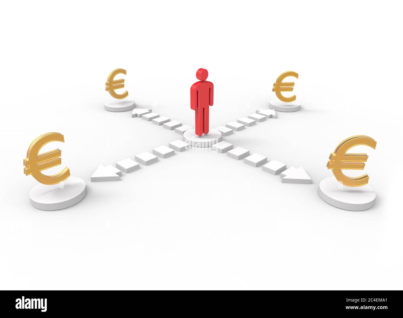 Man Icon mit Euro Symbol 3D Illustration Stockfoto