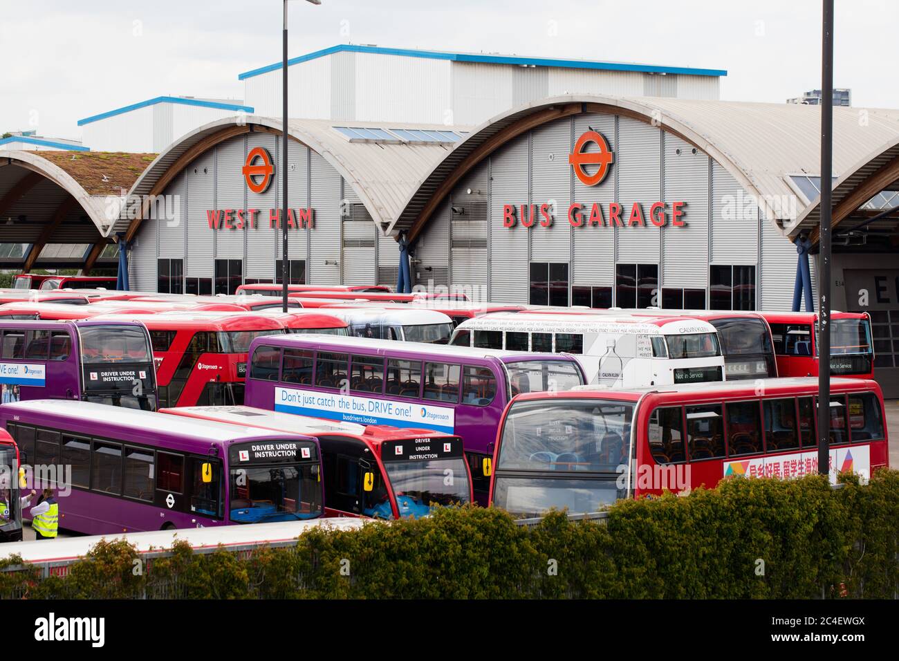 West Ham Bus Garage, General View GV, Stagecoach London, East London. Stockfoto