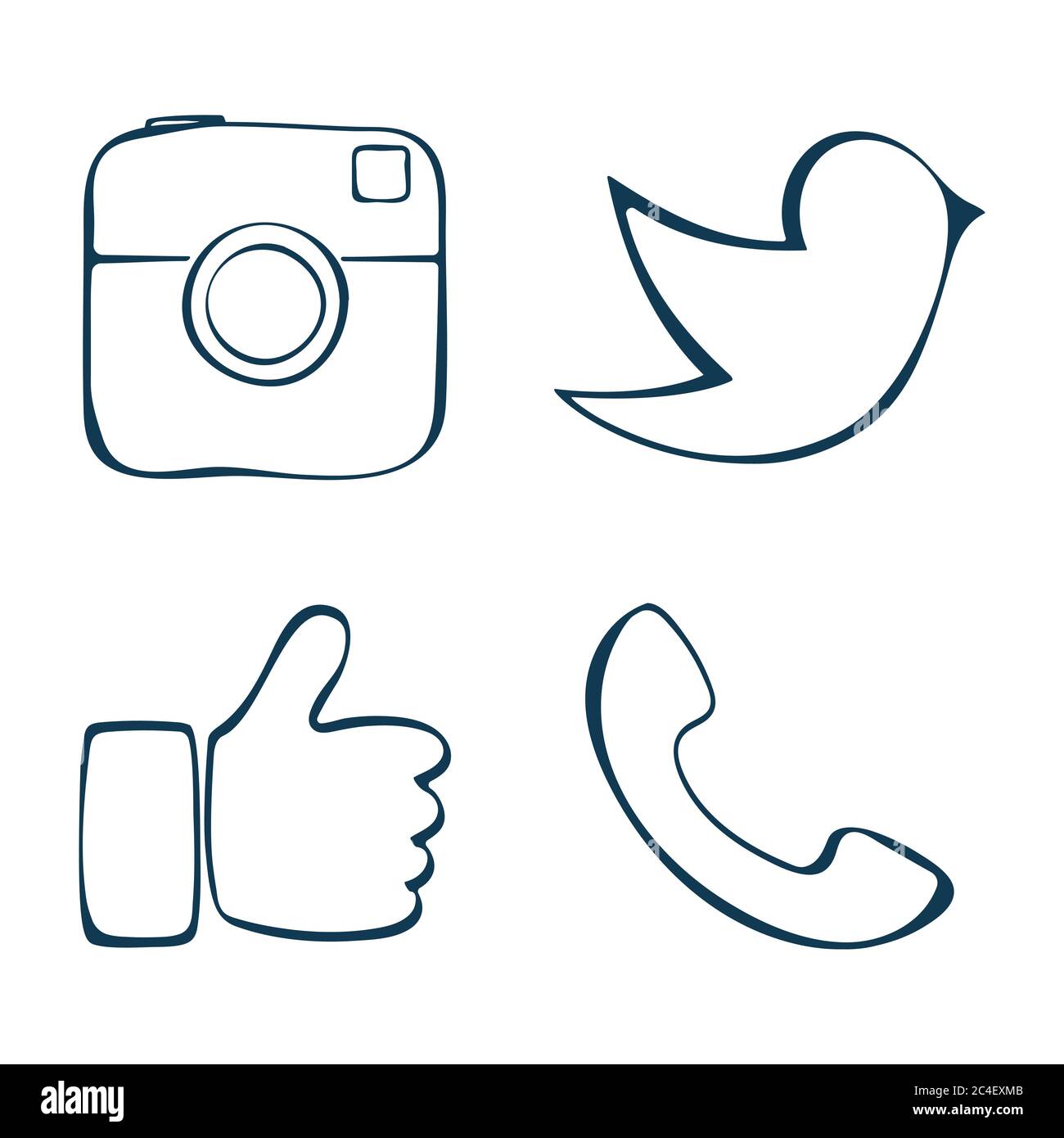 Abstrakte Symbole für soziale Medien. Doodle Vektorgrafik. Stock Vektor