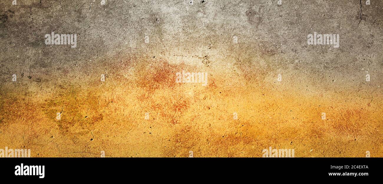 Abstrakter gelbgrüner Hintergrund mit weichem hellen Gold Zentrum glühen mit hellen Farben und dunkelblau grünen Rand mit verschwommener melierter Textur Stockfoto