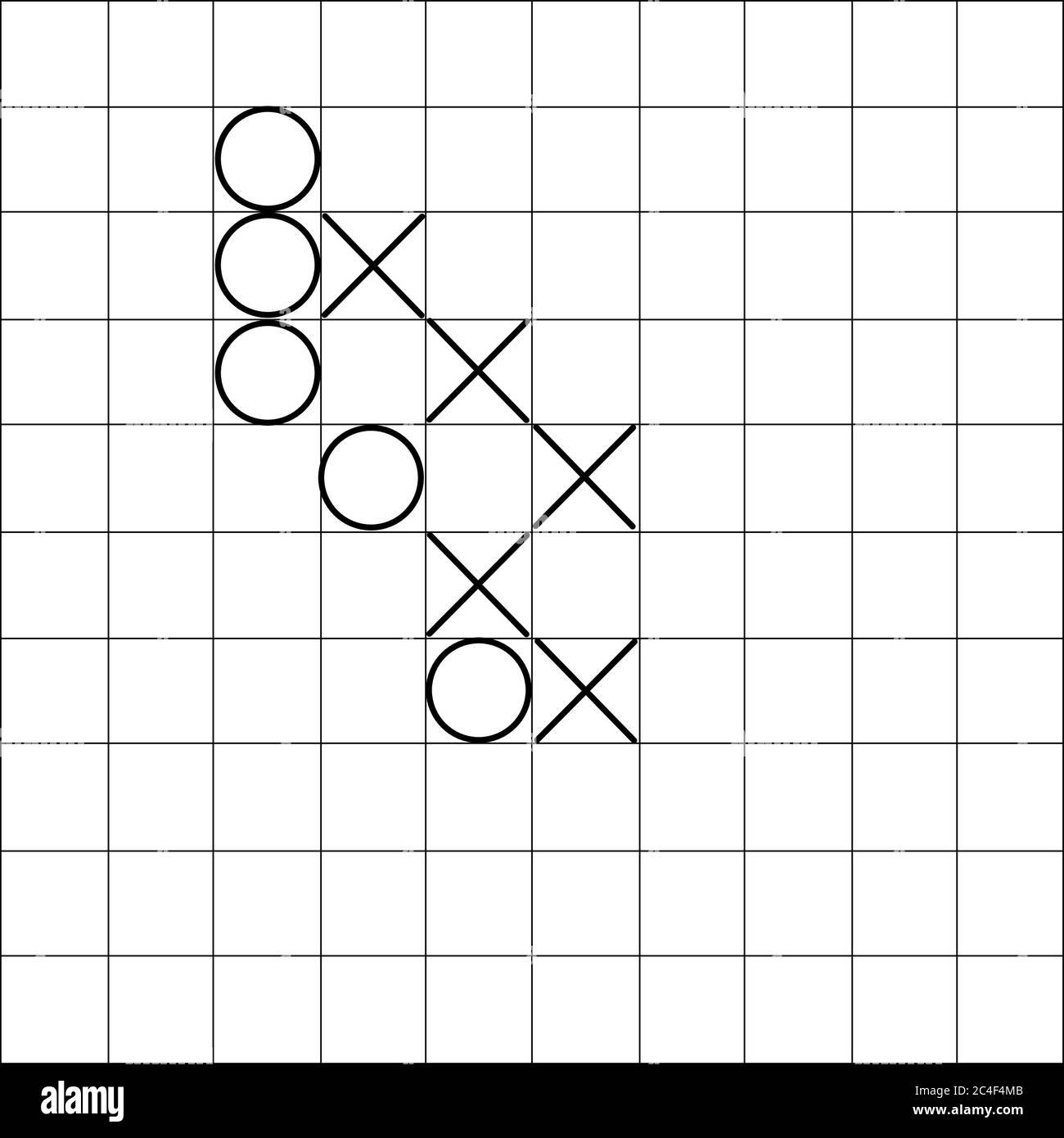 Gomoku. Ein fünf-in-einer-Reihe-Spiel in Aktion. Stock Vektor