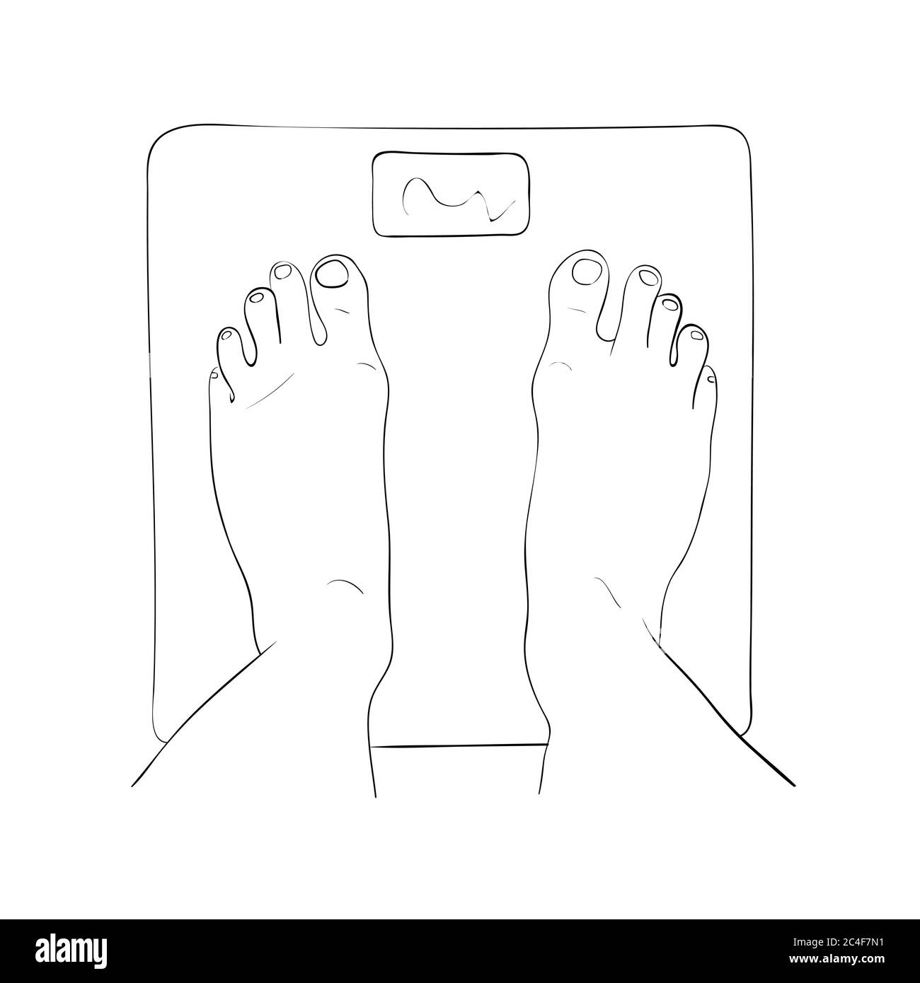 Füße auf Waage. Vektorgrafik. Stock Vektor