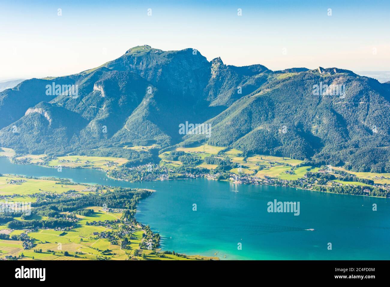 Strobl: wolfgangsee, Stadt St. Wolfgang im Salzkammergut, Schafberg, Blick vom Bleckwand im Salzkammergut, Salzburg, Österreich Stockfoto