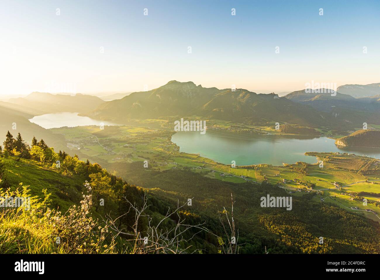 Strobl: wolfgangsee, Stadt St. Wolfgang im Salzkammergut, Schafberg, Blick vom Bleckwand im Salzkammergut, Salzburg, Österreich Stockfoto