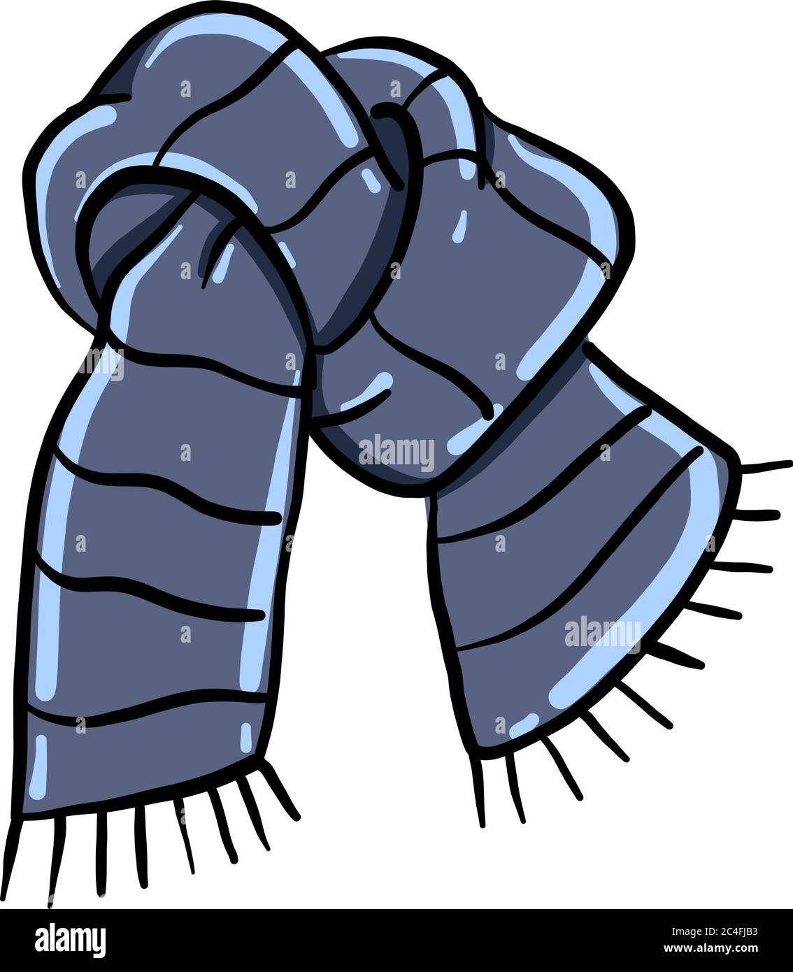 Blauer Schal, Illustration, Vektor auf weißem Hintergrund Stock Vektor