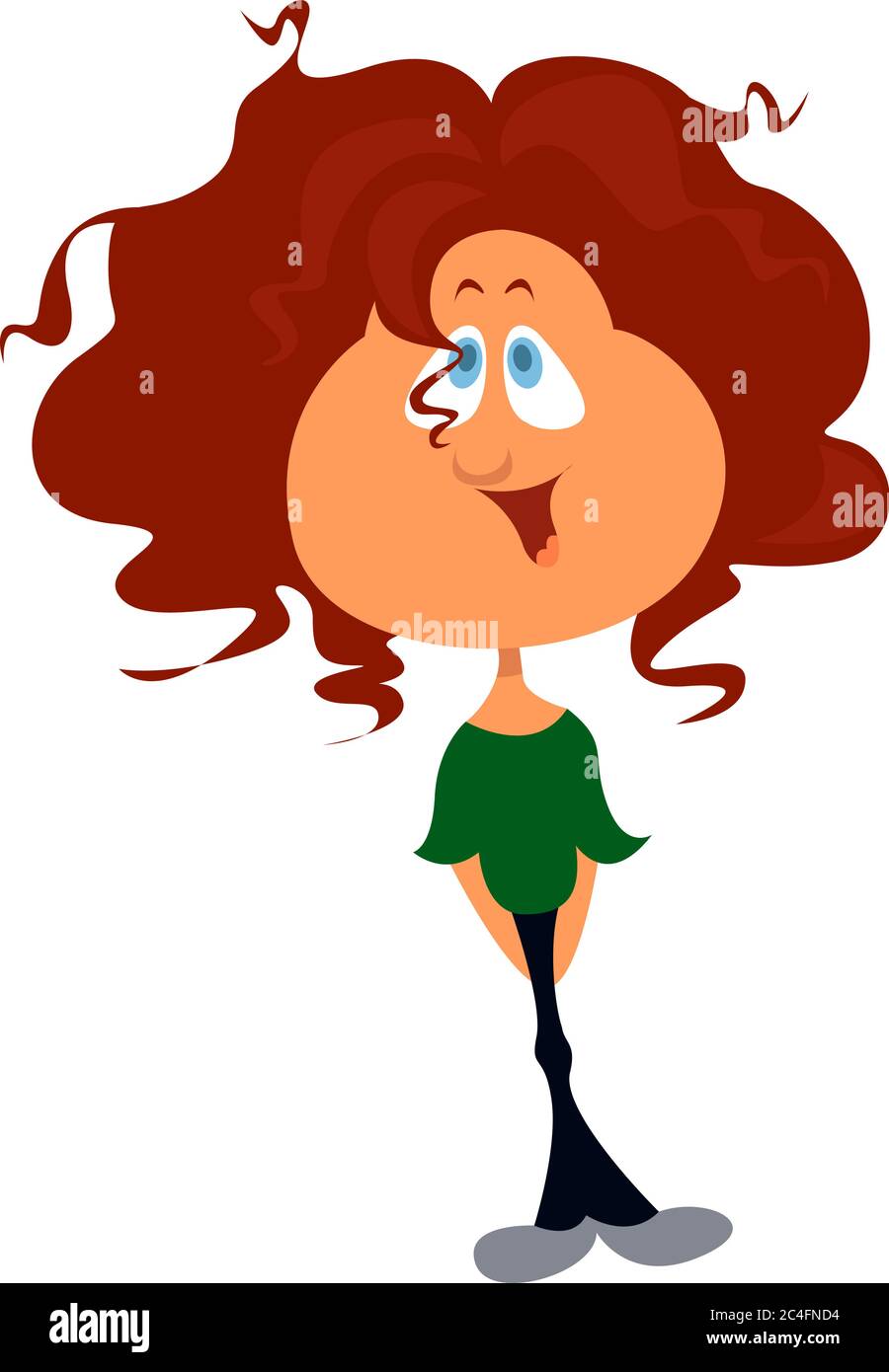 Mädchen mit lockigen Haaren, Illustration, Vektor auf weißem Hintergrund Stock Vektor