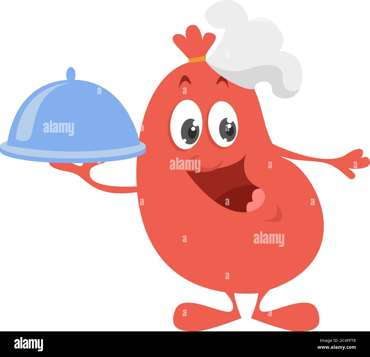 Wurst mit Essen, Illustration, Vektor auf weißem Hintergrund Stock Vektor