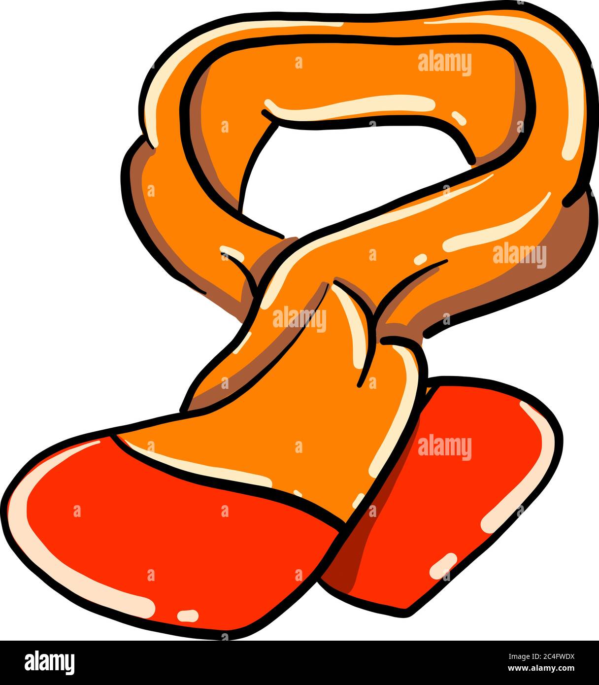 Orangefarbener Schal, Illustration, Vektor auf weißem Hintergrund Stock Vektor