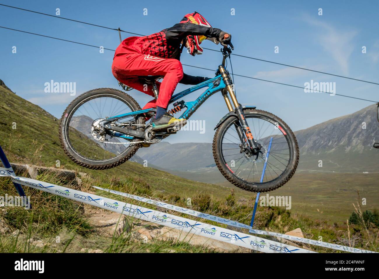 Lewis Duncan, Downhill Mountain Bike Racing, Schottland Stockfoto