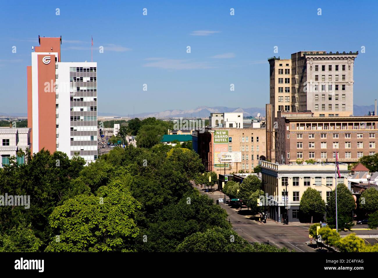 Blick von der Public Library Dachgarten, Salt Lake City, Utah, USA, Nordamerika Stockfoto