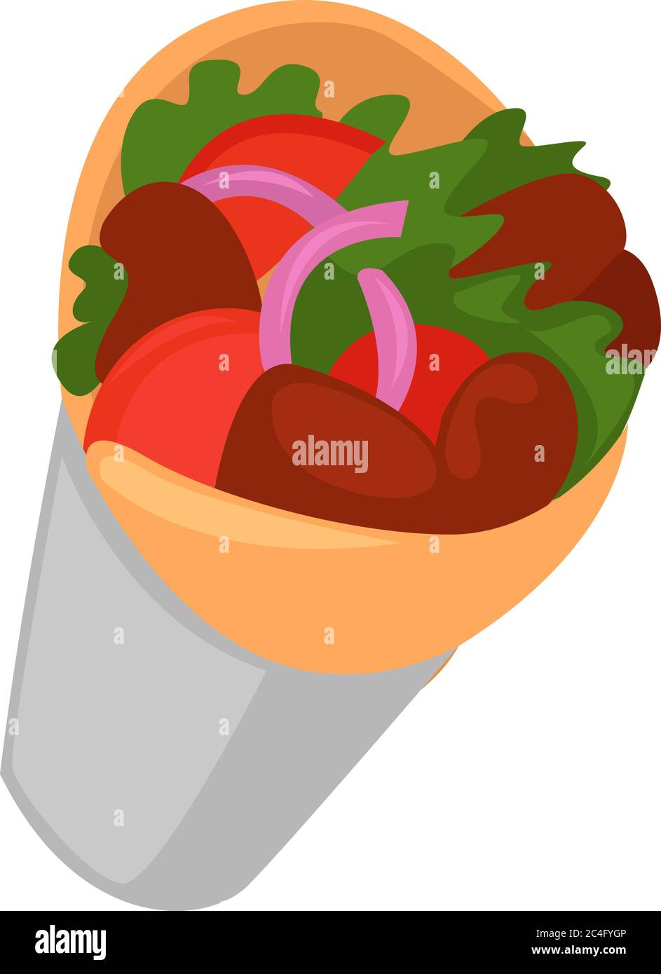 Shawarma Lebensmittel, Illustration, Vektor auf weißem Hintergrund Stock Vektor