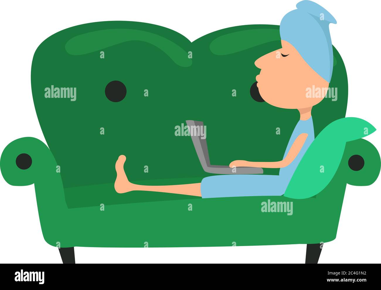 Arbeit von zu Hause, Illustration, Vektor auf weißem Hintergrund Stock Vektor