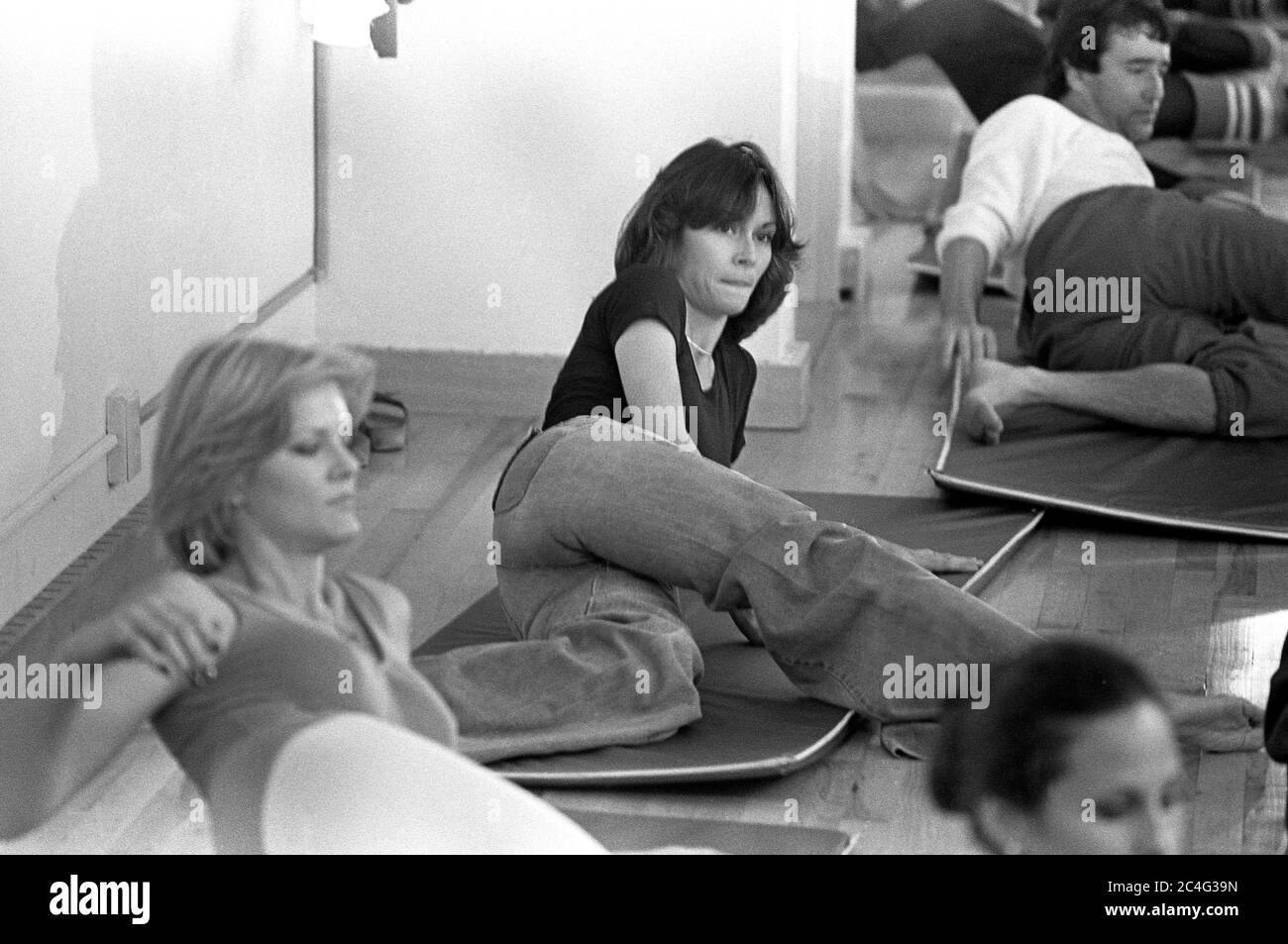 Schauspielerin Kate Jackson von Charlie's Angeles bei Jane Fonda's Workout in Beverly Hills, CA, 1980 Stockfoto