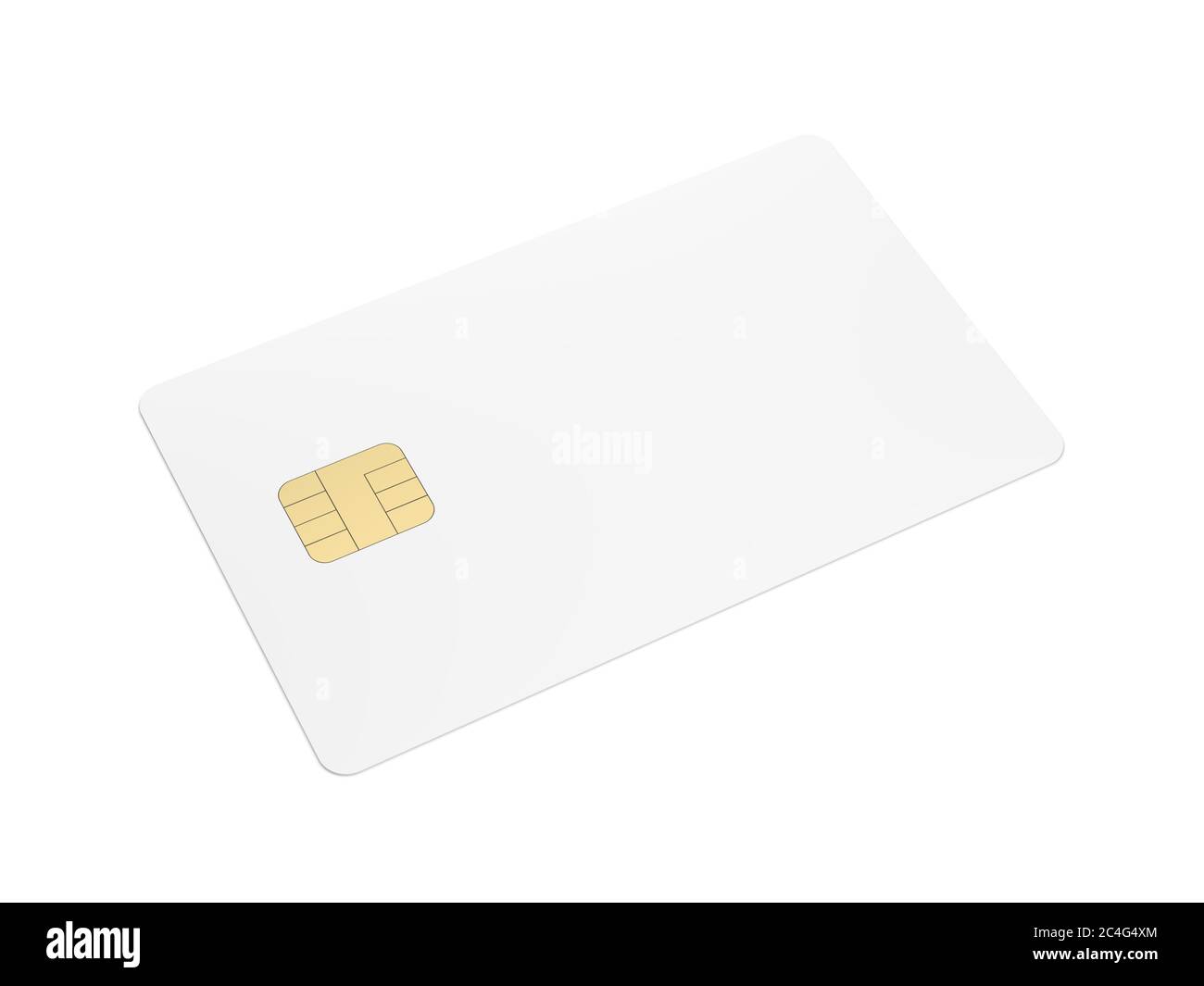 Weiße leere Kunststoff Kreditkarte auf weißem Hintergrund isoliert. 3d-Illustration. Stockfoto