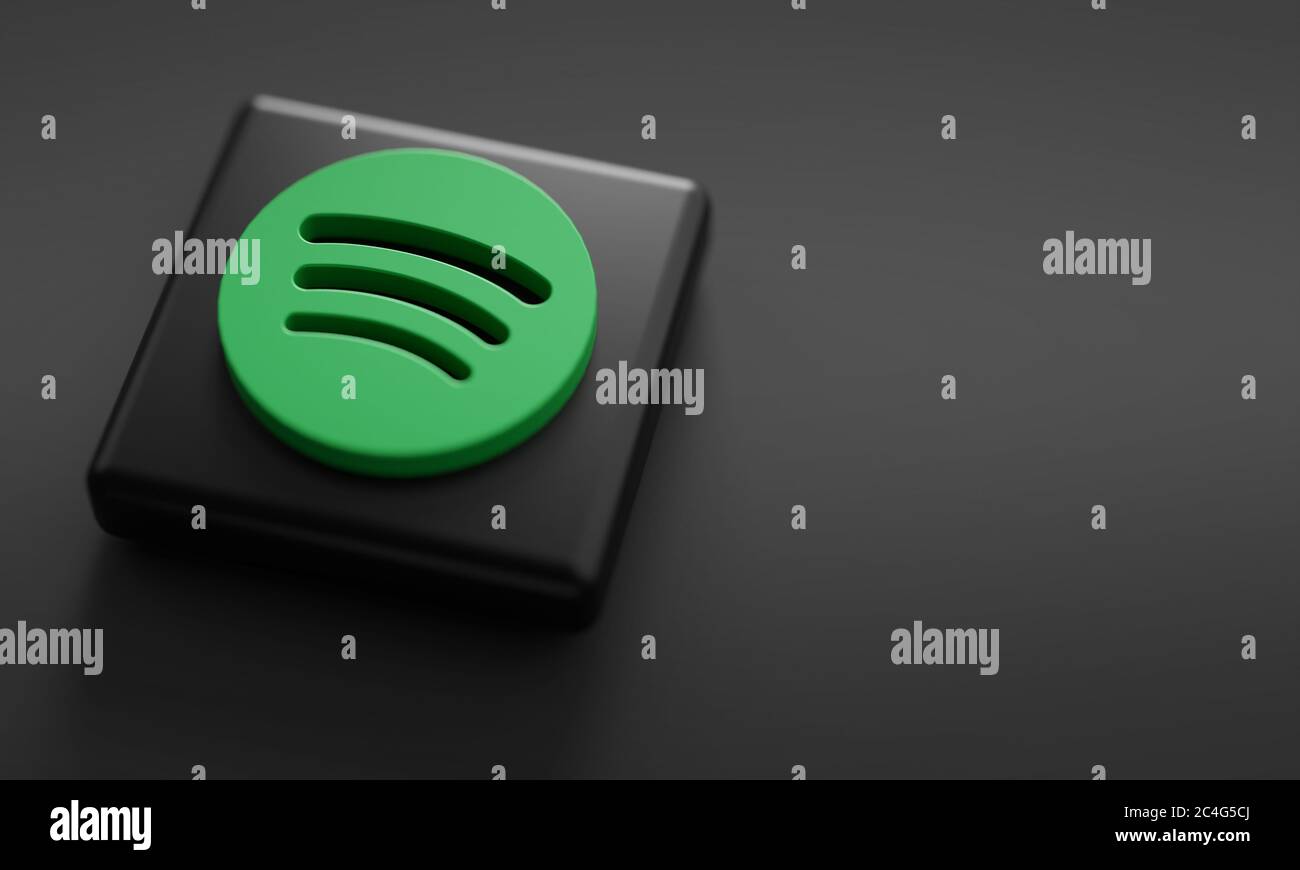 Spotify 3D-Rendering – Nahaufnahme. Vorlage Für Kontowerbung. Stockfoto