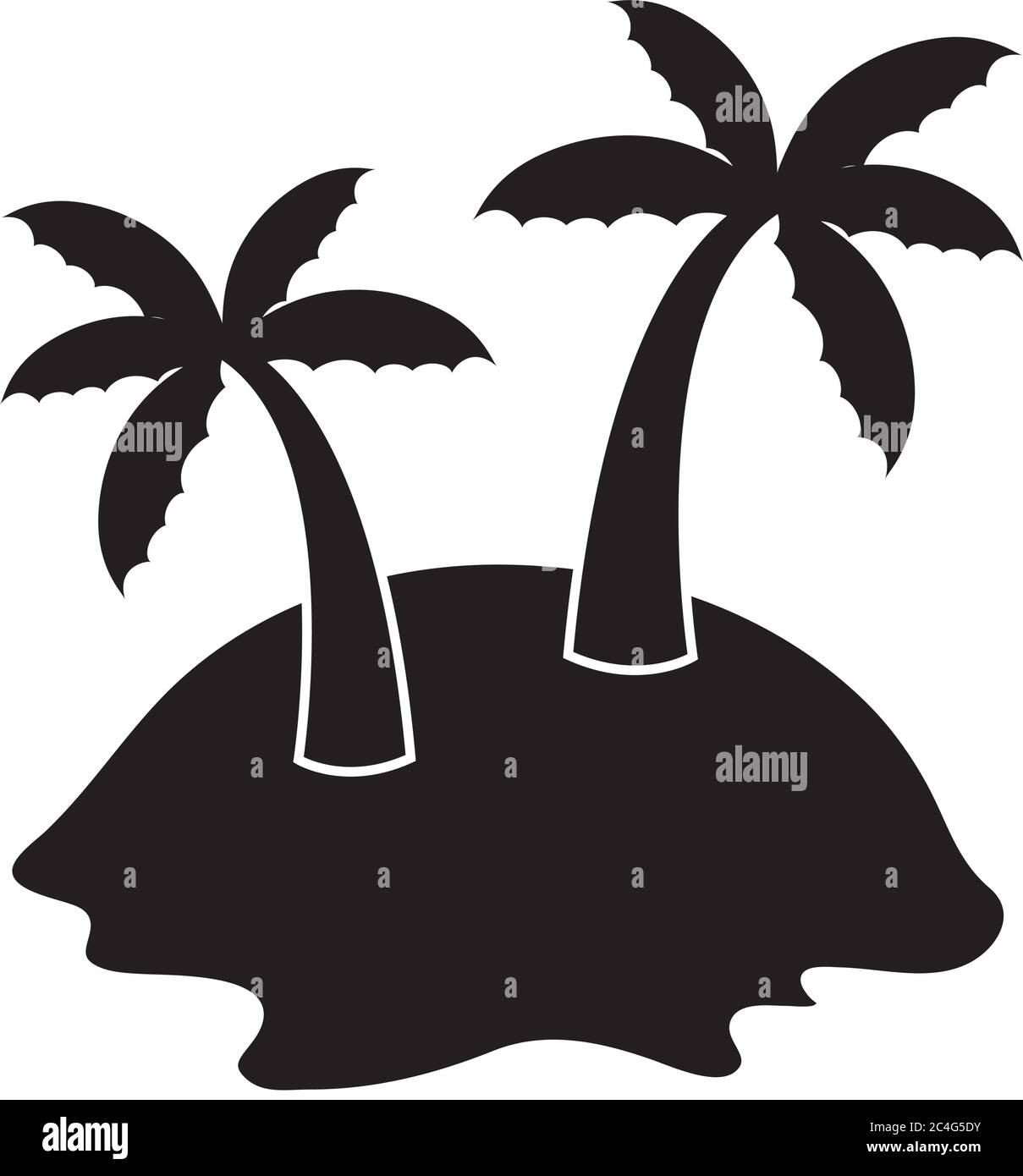Sommer Reise-und Urlaub Insel Palmen tropischen in Silhouette Stil isoliert Symbol Vektor Illustration Stock Vektor