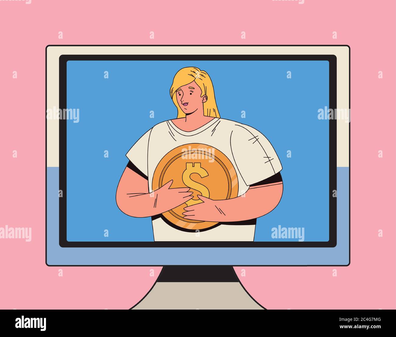 Junge Frau mit Finanz-Business-Icons Vektor-Illustration Design Stock Vektor