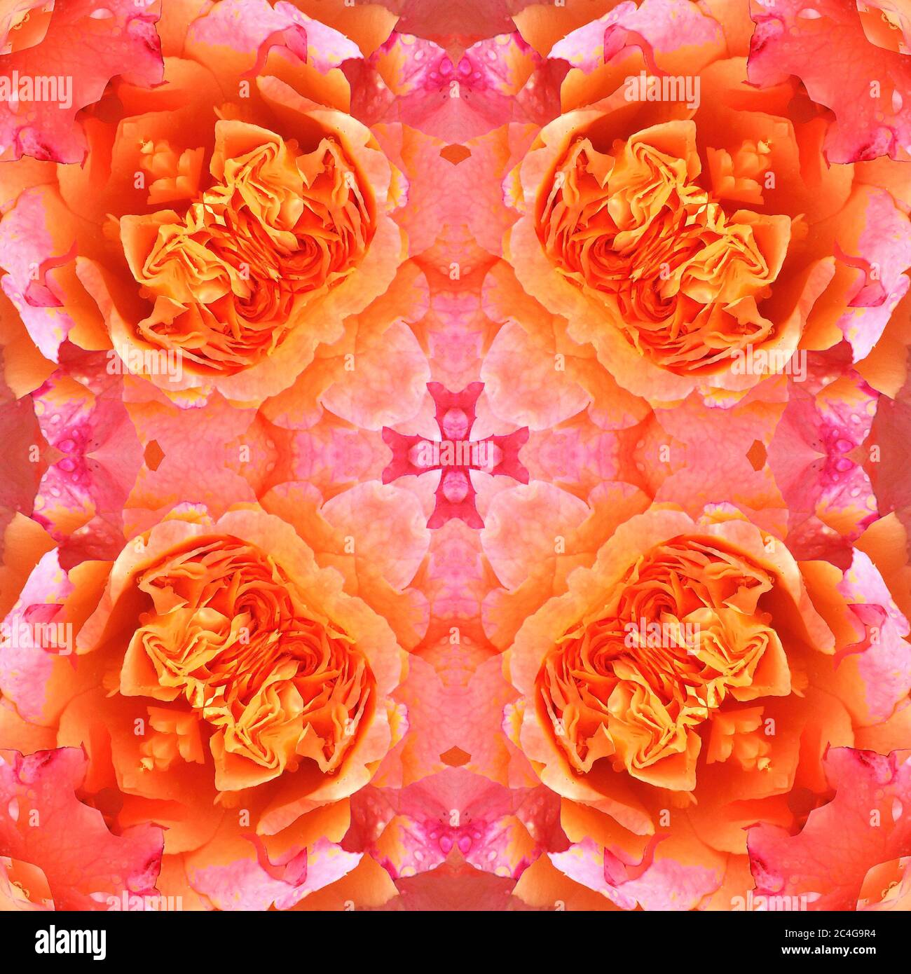 Nahtlose symmetrische Muster abstrakte Blume Matte Textur Stockfoto