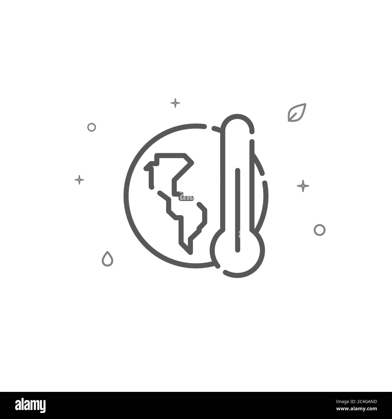Einfaches Liniensymbol für globale Erwärmung. Umweltsymbol, Piktogramm, Schild. Heller Hintergrund. Stockfoto
