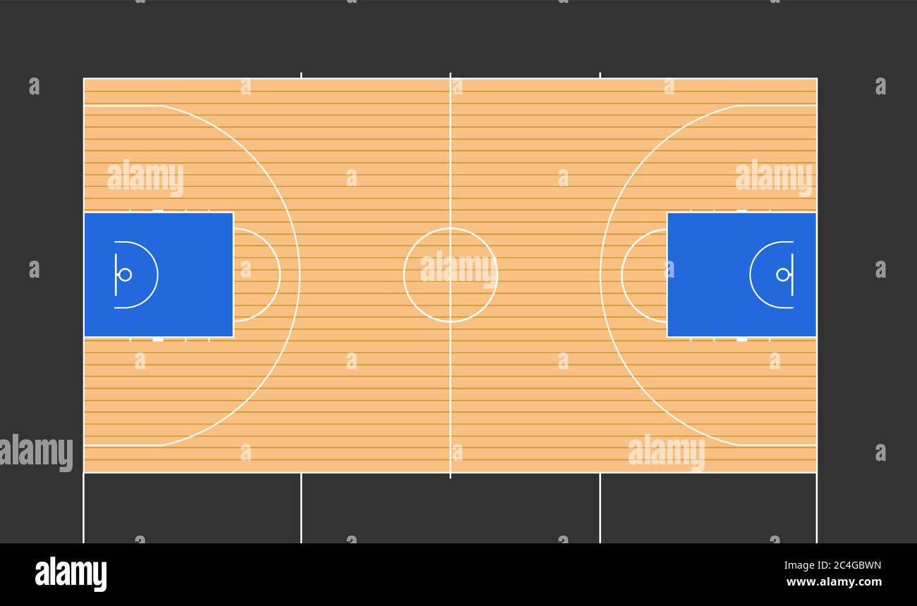 Basketball-Court Illustration mit NBA-Markierungen Stock Vektor