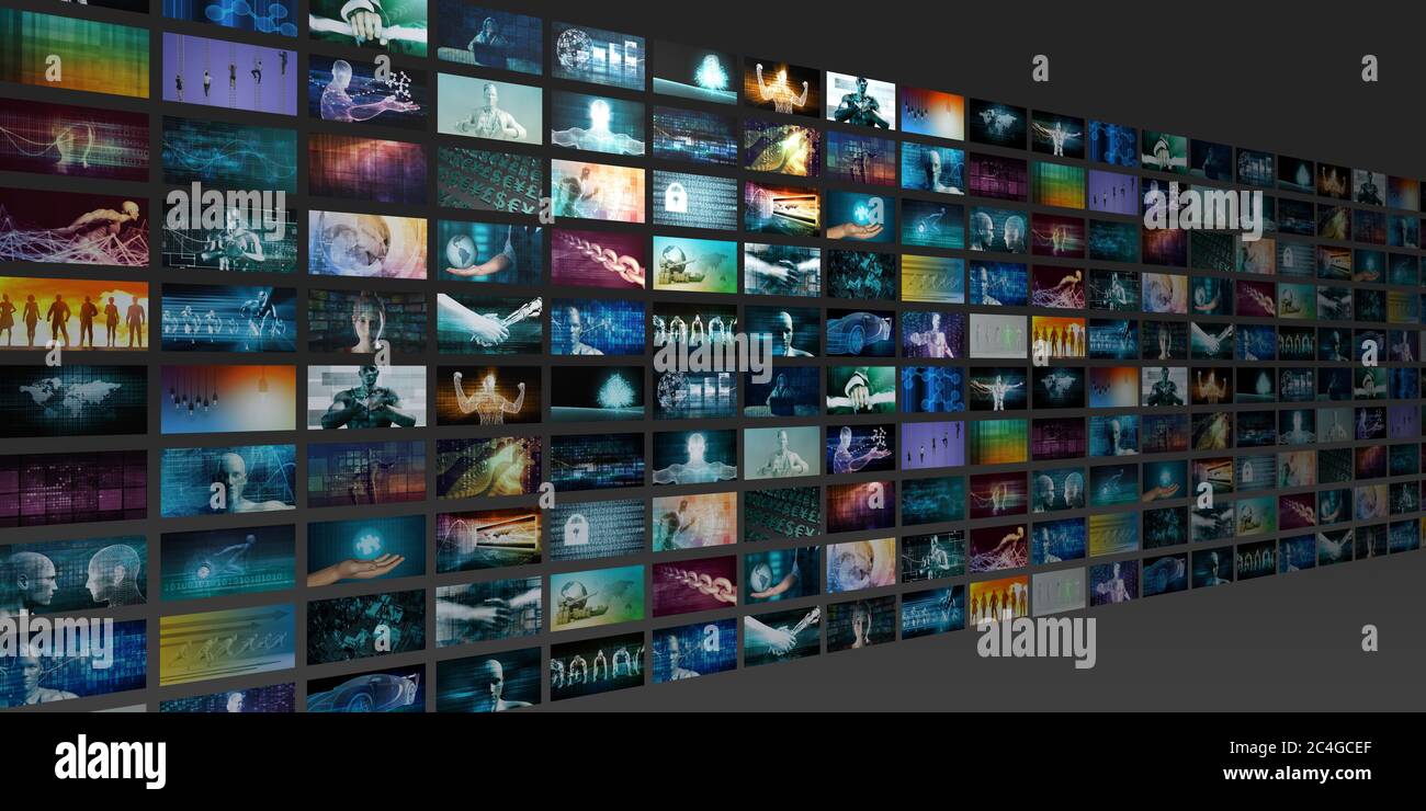 Videofliesen Broadcasting Multimedia Entertainment Technologien Stockfoto