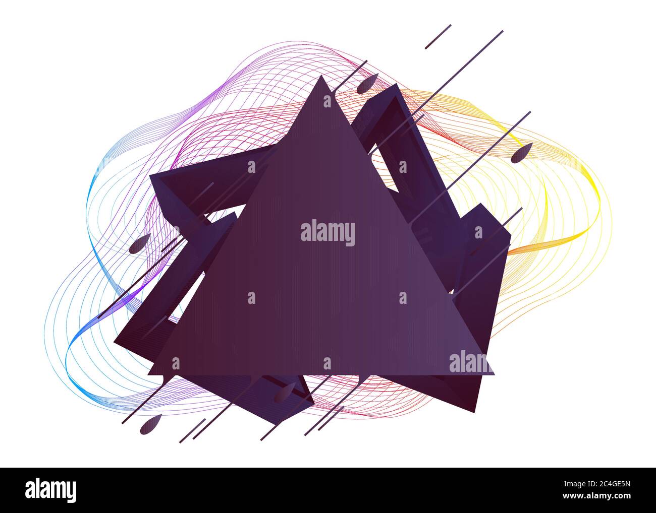 Trendy moderne farbige Poster abstrakten Hintergrund. Komposition von geometrischen Formen und Splash mit dynamischen linearen Wellen. Vektorgrafik. Stock Vektor