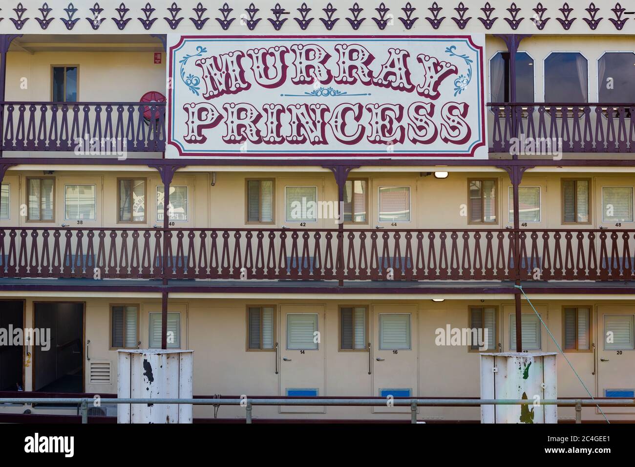 Das Murray Princess Hausboot dockte am 21. Juni 2020 am Ufer von Renmark im Riverland South Australia an Stockfoto