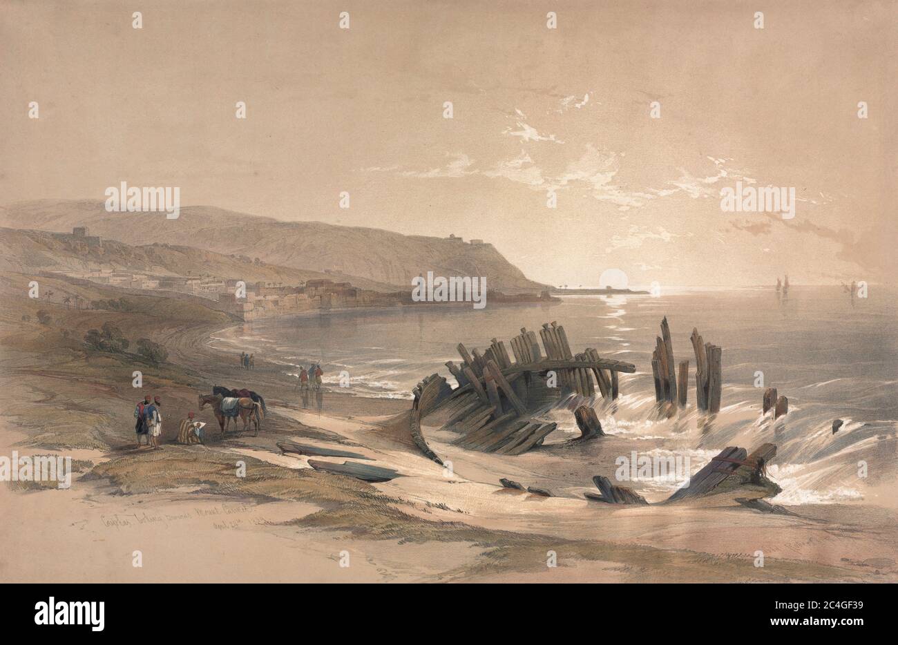 Caiphas blickt auf den Mount Carmel von David Roberts, 1839 Stockfoto