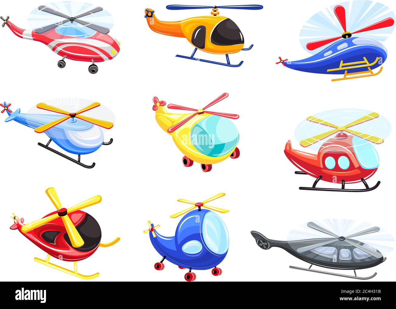 Hubschrauber Symbole gesetzt. Cartoon-Set von Hubschrauber Vektor-Icons für Web-Design Stock Vektor