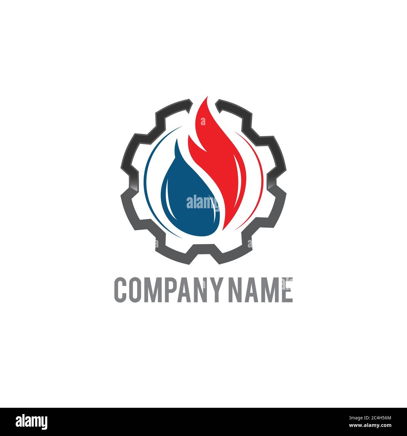 Hochwertiges HVAC-Logo mit Einstellungen oder Zahnradsymbol. . Rundes Logo für Gear Hot and Cold. Stock Vektor
