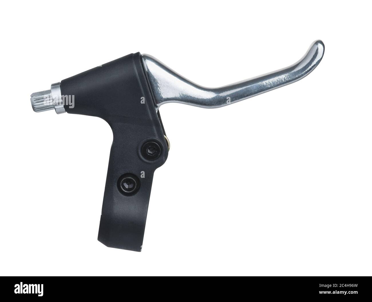 Fahrradbremshebel isoliert auf weiß Stockfoto